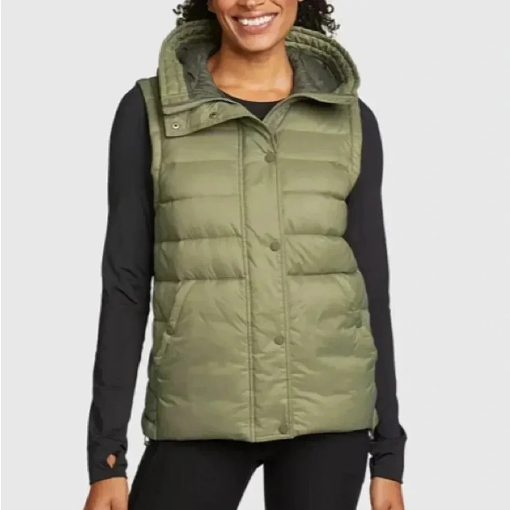 New Eddie Bauer Goose Down Puffer Jacket Convertible Vest Size XS DWR 650 Fill
